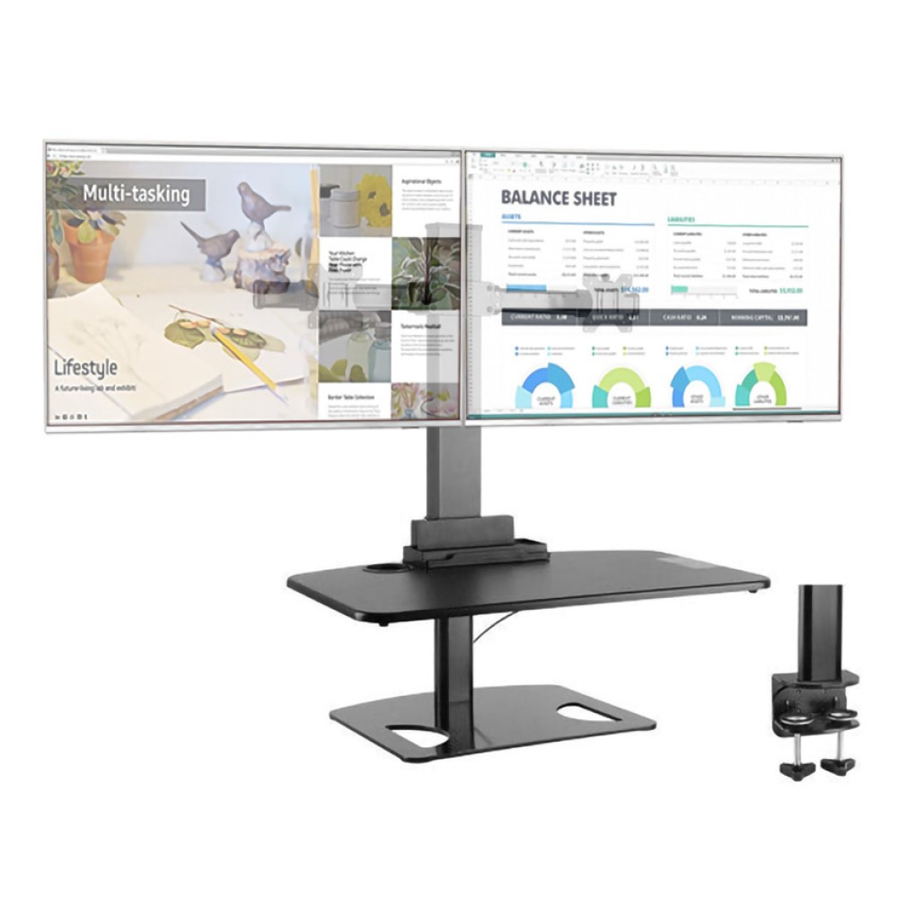 Dual Display Height Adjustable Standing Desk - TECHLY NP - ICA-LCD 270-1