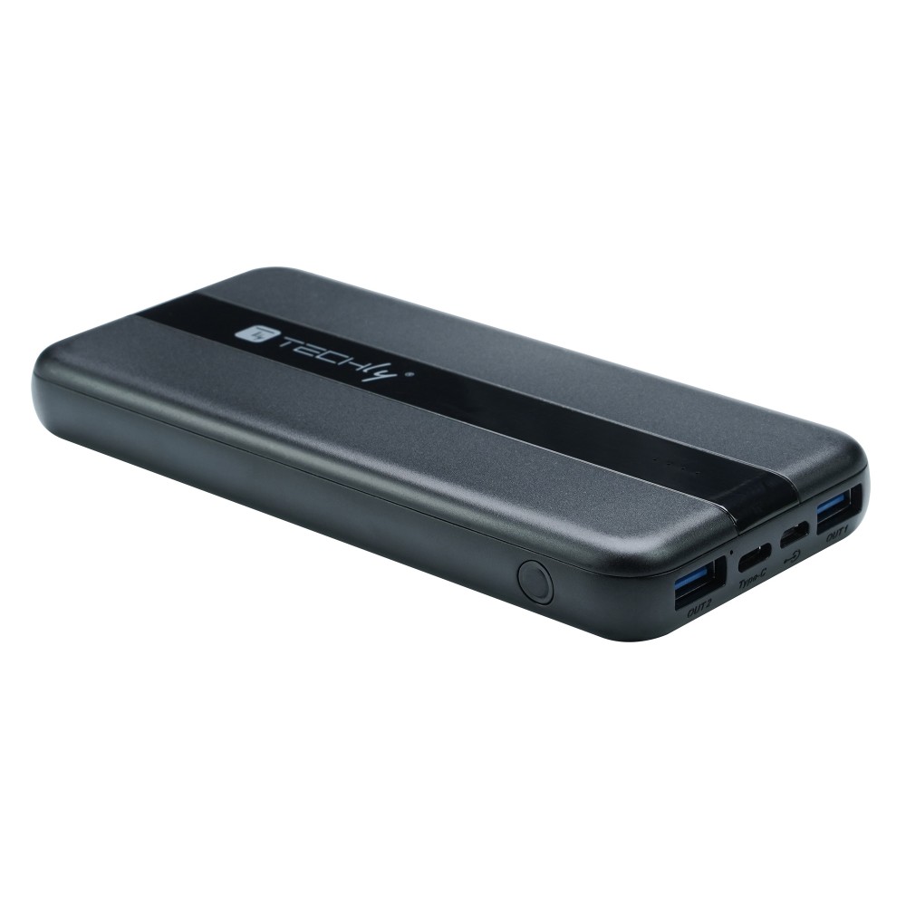 Power Bank Charger 10000 mAh 20W 3-Port Output and Micro USB Cable - Techly - I-CHARGE-1000020W-1