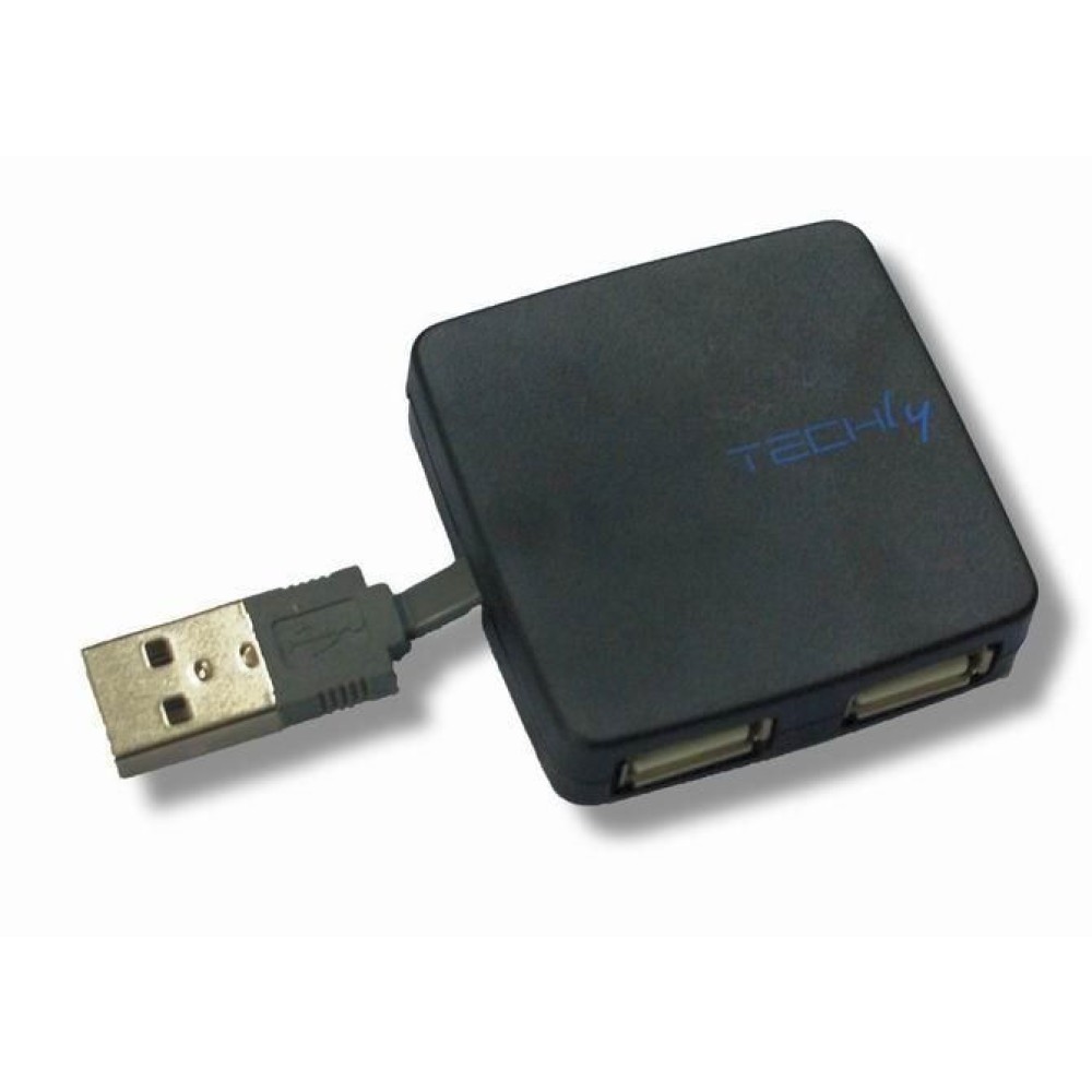 USB 2.0 Mini Hub 4 Port Black - TECHLY - IUSB2-HUB4-101BK-1