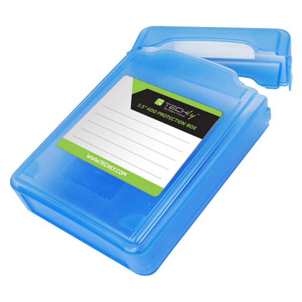 Box Protection for 1 HDD 3.5" Transparent Blue - TECHLY - ICA-HD 35B-1