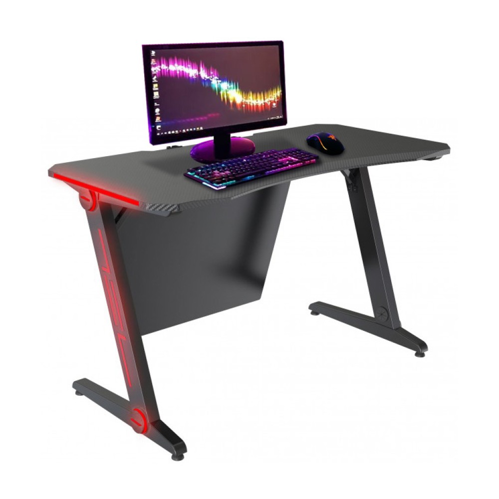 Gaming Desk for PC with Multicolor LED Ergonomic Design Black - TECHLY - ICA-TB ESG02-1