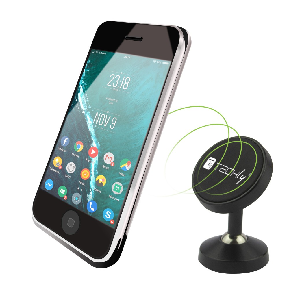 Magnetic Smartphone Holder with Double 360° Metal Joint - TECHLY - I-SMART-UNI7