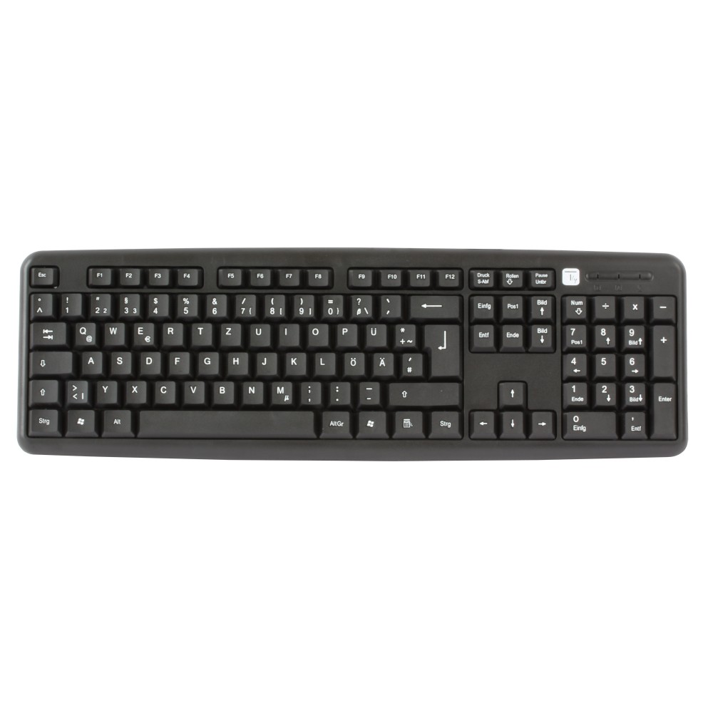 USB Keyboard 104 keys German Layout Black - Techly - IDATA 955-UBK-TD-1