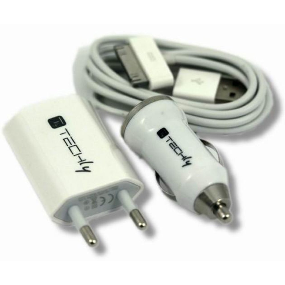 Power Kit Car Home for iPhone 3G / 3GS / 4G - TECHLY - IPW-USB-KIT