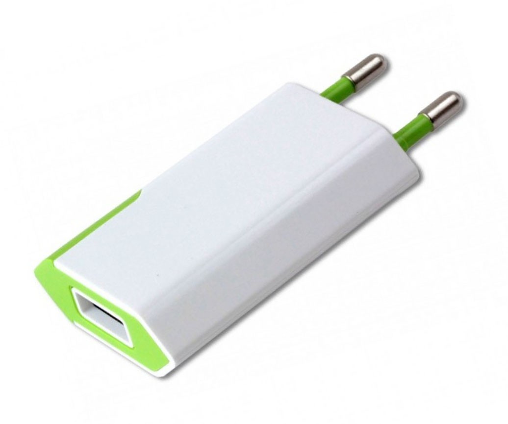 Compact Charger USB 1A European Plug White/Green Tablet and