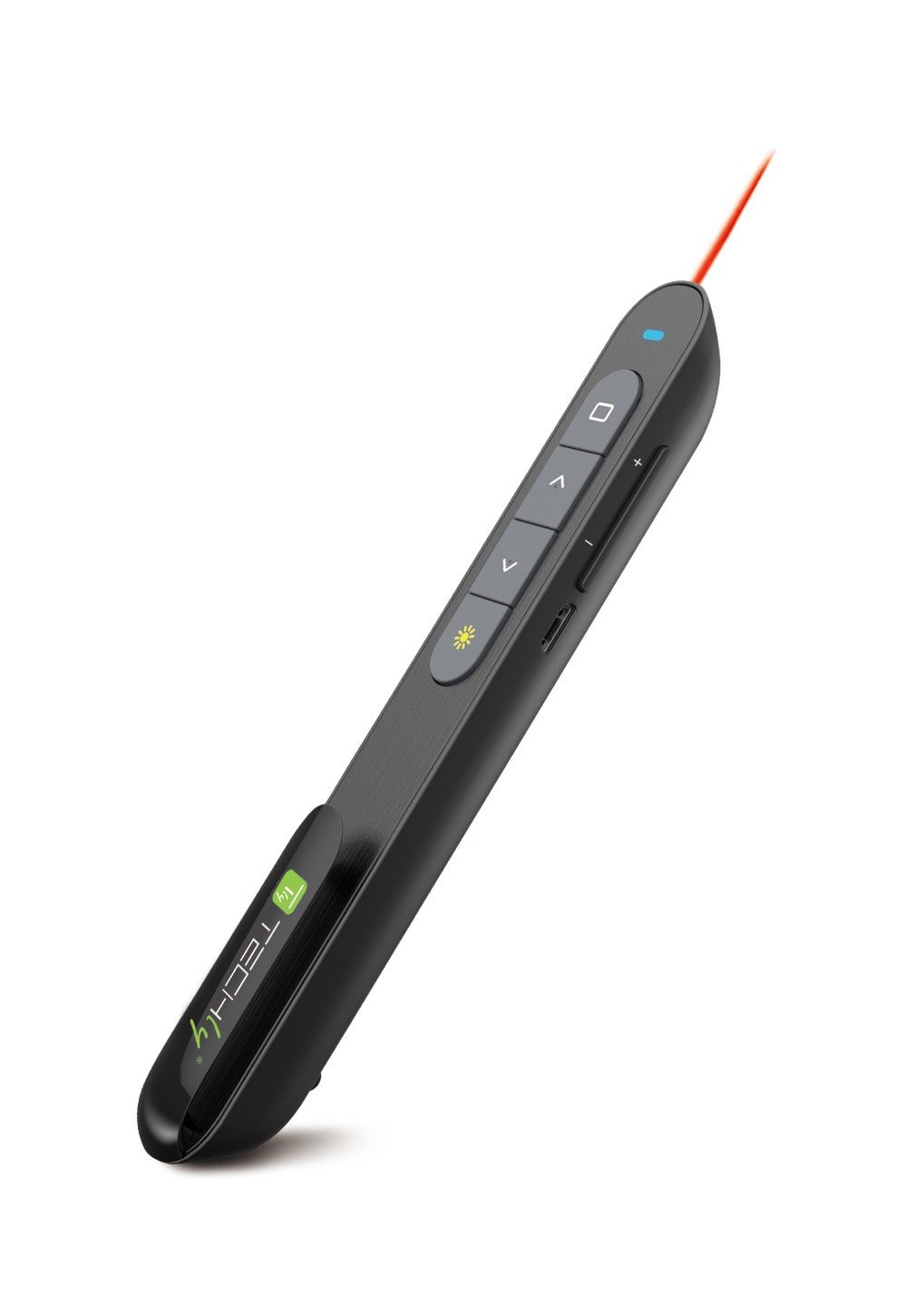Wireless presenter with integrated laser pointer with lithium battery