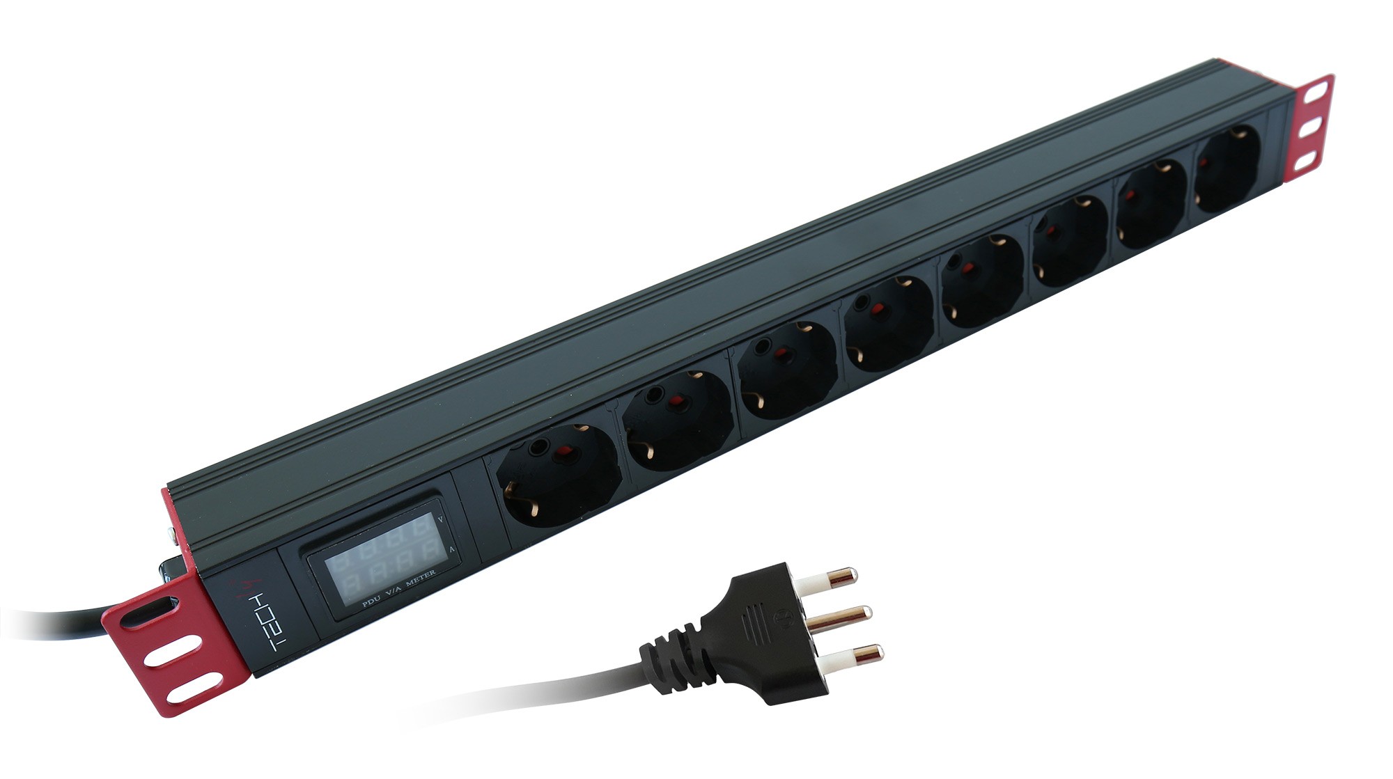 Rack Power Strip 19" 8 Places with Voltage and Ampere Meter