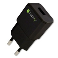 Italian Plug Adapter with 1 USB Port 5V / 2.1A Black - Techly - IPW-USB-21ECBK