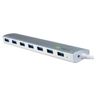 Hub USB 3.1 type C Gen1 SuperSpeed 7 Ports with Power Supply, Aluminum - TECHLY - IUSB31C-HUB7TLY
