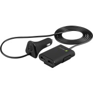 Car Charger 2 USB + 2 USB for Rear Passengers 9.6A Black - TECHLY - IUSB2-CAR4TY