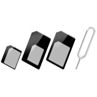 Adapter SIM Card (3 in 1) Nano-SIM. Micro-SIM and SIM Black - TECHLY - I-SIM-3