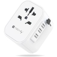 Universal Travel Adapter 150 Countries 3 USB-A ports White - TECHLY - I-TRAVEL-09TYWH
