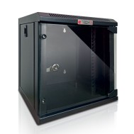 Wall Rack Cabinet 10" 9U Glass Door Black - TECHLY PROFESSIONAL - I-CASE EM-1009BKEC