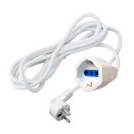 Schuko Power Cable Angled Male / Female White 3m - TECHLY - ICOC 03S-NC-030-W