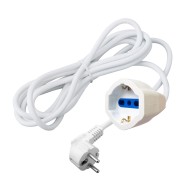 Schuko Power Cable Angled Male / Female White 5m - TECHLY - ICOC 03S-NC-050-W