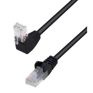 Network Patch Cable 90° Angled Connector CCA Cat.5E UTP 0.25m Black - TECHLY PROFESSIONAL - ICOC U5EB-0025-BLTY