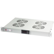 4 Fans with LED Thermostat 1U Rack 19" mount Grey - Techly Professional - I-CASE FAN-TC4G