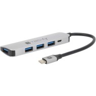 Hub USB 3.1 SuperSpeed Gen1 type C™ 4 Ports, Aluminium - TECHLY - IUSB31C-HUB4TLY