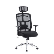 Office Chair with High Back, Headrest and Chrome Base Black - TECHLY - ICA-CT MC020