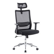 Office Chair with High Backrest Headrest and Chrome Base Black - TECHLY - ICA-CT MC021