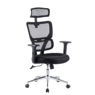 Office Chair with Two Sections High Backrest and Chromed Base Black  - TECHLY - ICA-CT MC023