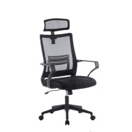 Office Chair with High Backrest and Headrest Black color - TECHLY - ICA-CT MCA022