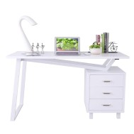 Computer Desk with Three Drawers Glossy White - TECHLY - ICA-TB 3533W