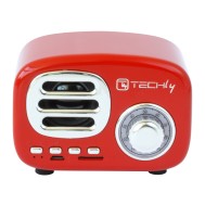 Bluetooth Wireless Speaker, Classic Radio Design, red - TECHLY - ICASBL12RED