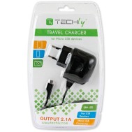 USB Charger 120-240V AC / 2A for Smartphone and Tablet Black - TECHLY - IPW-USB-MICRO2