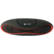 Portable Bluetooth Wireless Rugby Speaker MicroSD/TF Black/Red - Techly - ICASBL01
