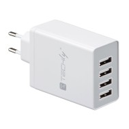 4 USB power charger, 8200 mA, White - TECHLY - IPW-USB-4P82