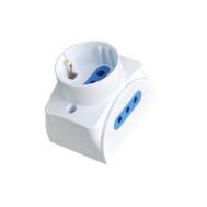 Wall socket with 2 2P+T and 1 Schuko 16A white - TECHLY - IUPS-PCP-1S2I10A