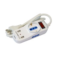 Power outlet 2 italian sockets / 1 Schuko with 2 USB sockets   - TECHLY - IUPS-PCP-2R2UC