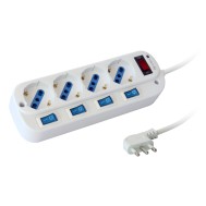Multi-socket 4 dual-size/german standard with indipendent switches and overload protection - TECHLY - IUPS-PCP-4I-OP
