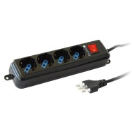 Bypass Power Strip 4 Italian Places with Switch Black - Techly - IUPS-PCP-4BK