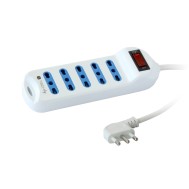 Multi-socket 5 Italian-dual-size sockets with 10A plug White - TECHLY - IUPS-PCP-415-SP10