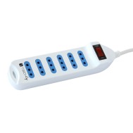 Power Strip 6 Italian 10A with Bright Switch, White - TECHLY - IUPS-PCP-610