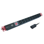 Rack 19" Power Strip 8 Places C13 with Switch and overload protector  - TECHLY PROFESSIONAL - I-CASE STRIP-8C
