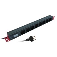 Rack Power Strip 19" 8 Places with Voltage and Ampere Meter  - TECHLY PROFESSIONAL - I-CASE STRIP-81UM
