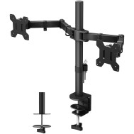 Desk Stand for 2 Monitors 13-27" Side by Side with Clamp - TECHLY - ICA-LCD 382-D