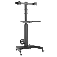 Floor Trolley with Shelf and CPU Holder for 2 LCD/LED/Plasma TVs 13-32" - TECHLY - ICA-TR42