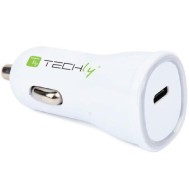 Car Charger USB Type C with output 5V / 3A White - TECHLY - IUSB2-CAR2-3A1PC