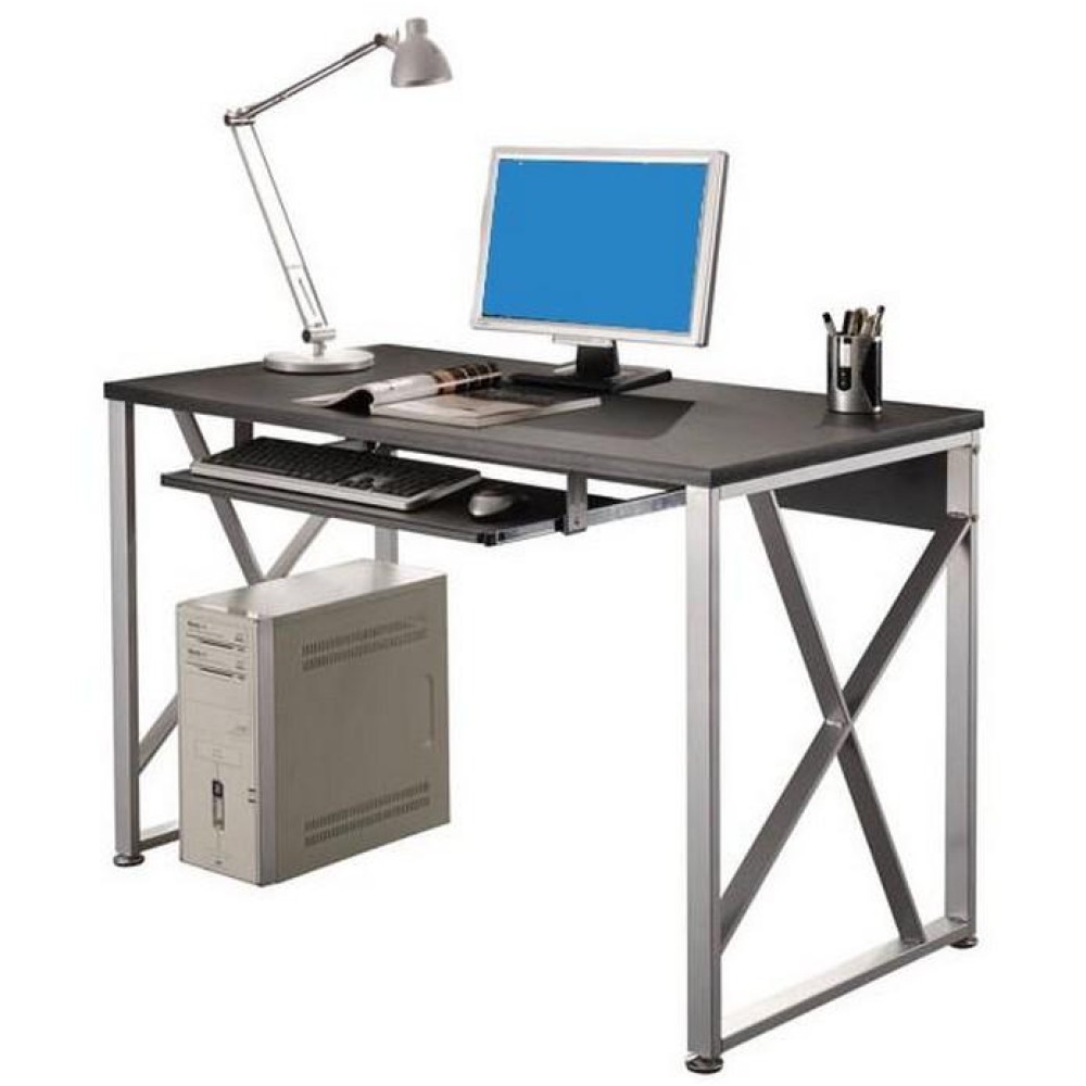 PC Desk with Pullout Drawer, Graphite Black Computer Desks Office Furniture Office