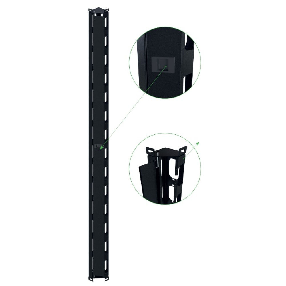 Pair of 42U Black Vertical Cable Management Channel Cable