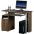 Compact Computer Desk with Four Shelves, Dark Walnut - TECHLY - ICA-TB 228-1