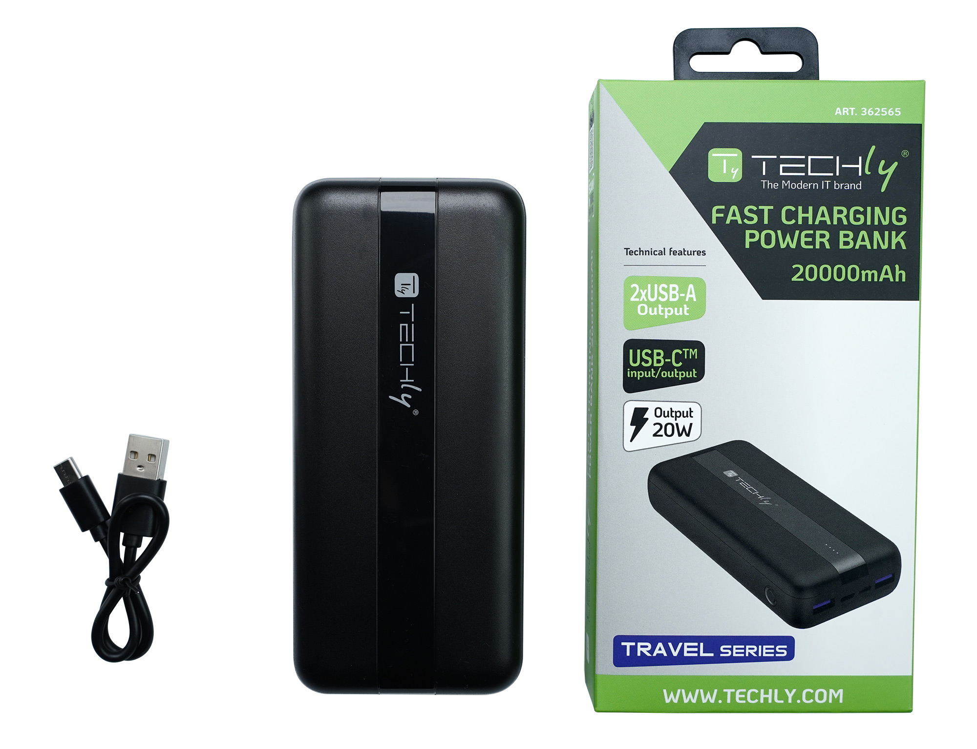 Tablet and More Android Portable Charger Power Bank 20000mAh Built in Cables Fast Charging 3A Battery Charger with Tri-Input and Four-Output,LCD Display External Battery for Smart Phone 