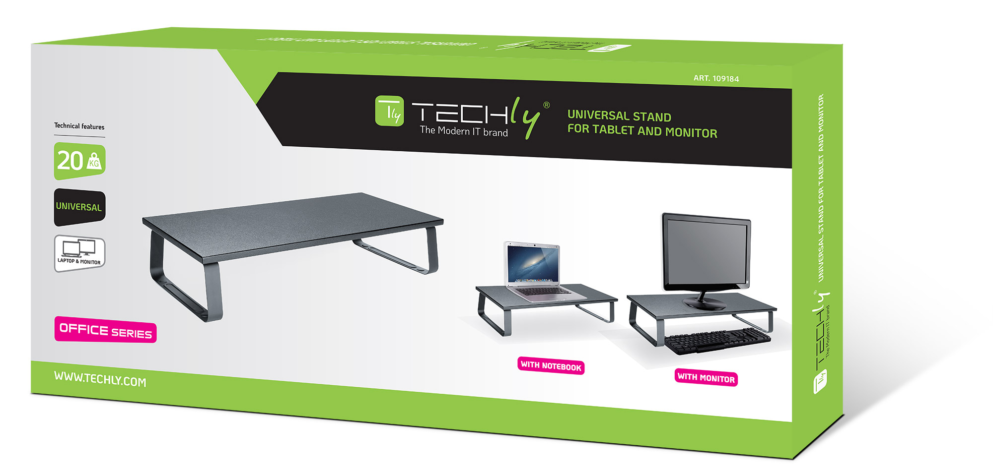 Techly Np Stand da Scrivania in Metallo per Monitor/Laptop Nero 