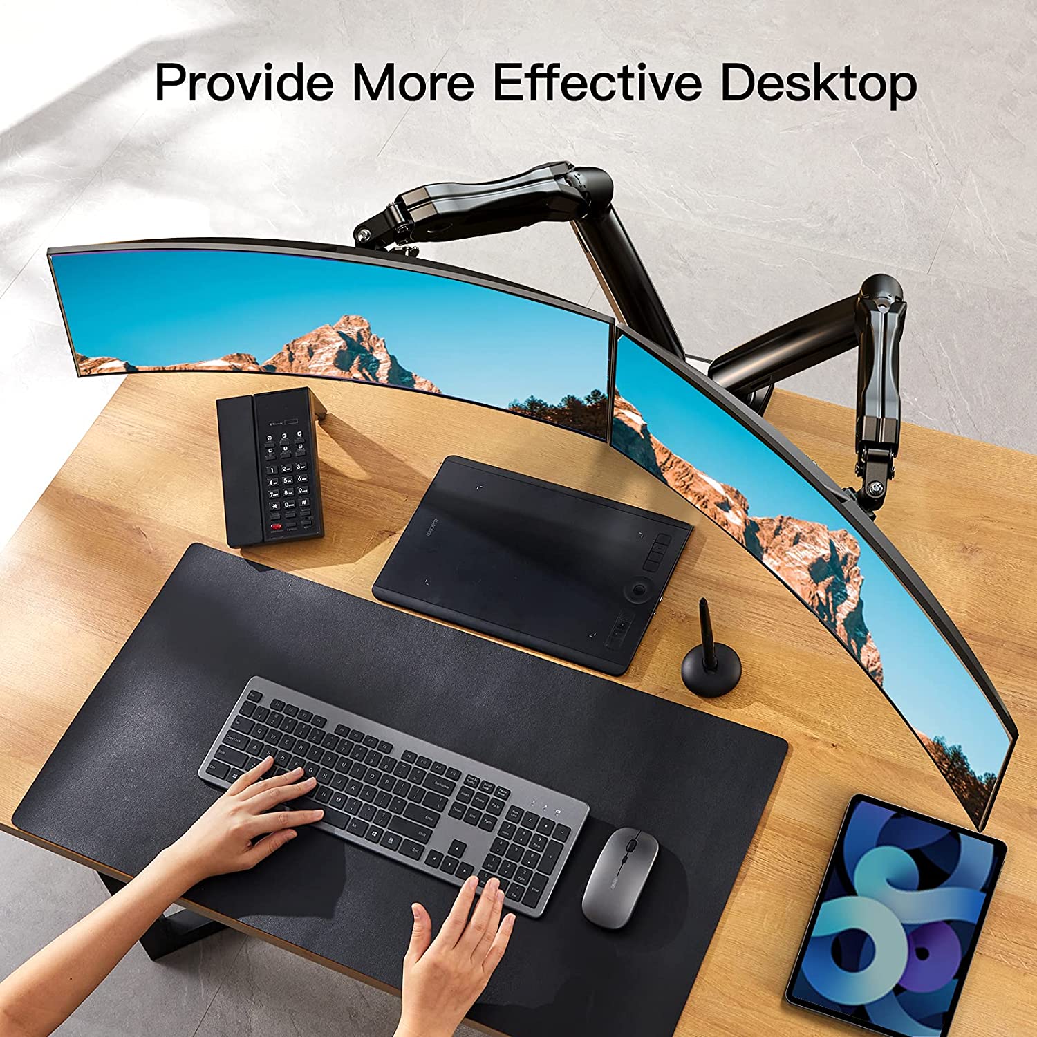 Monitor PC e TV Kit Glass Supporto a Due Mensole per Laptop Nero 
