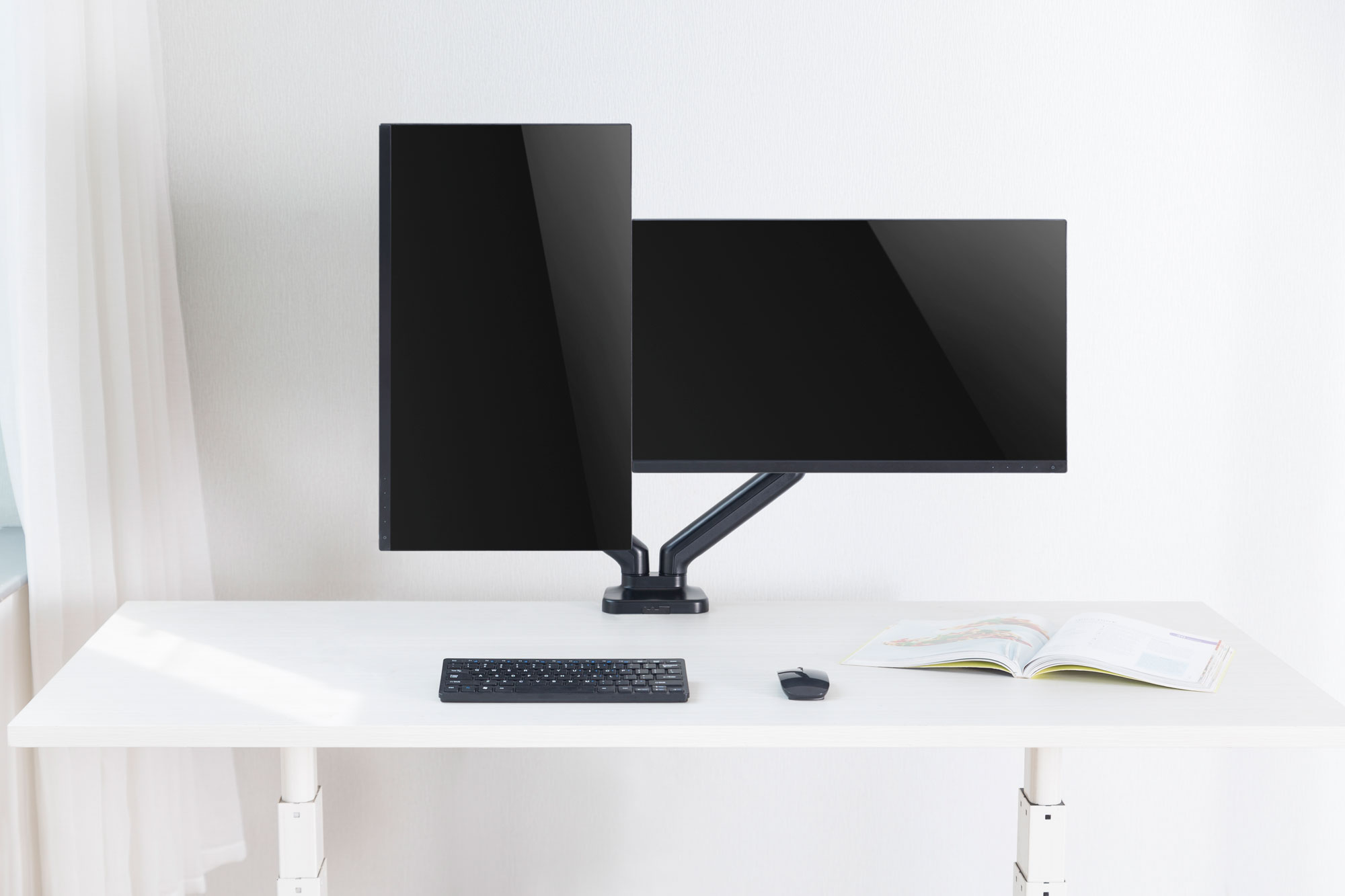Monitor PC e TV Kit Glass Supporto a Due Mensole per Laptop Nero 