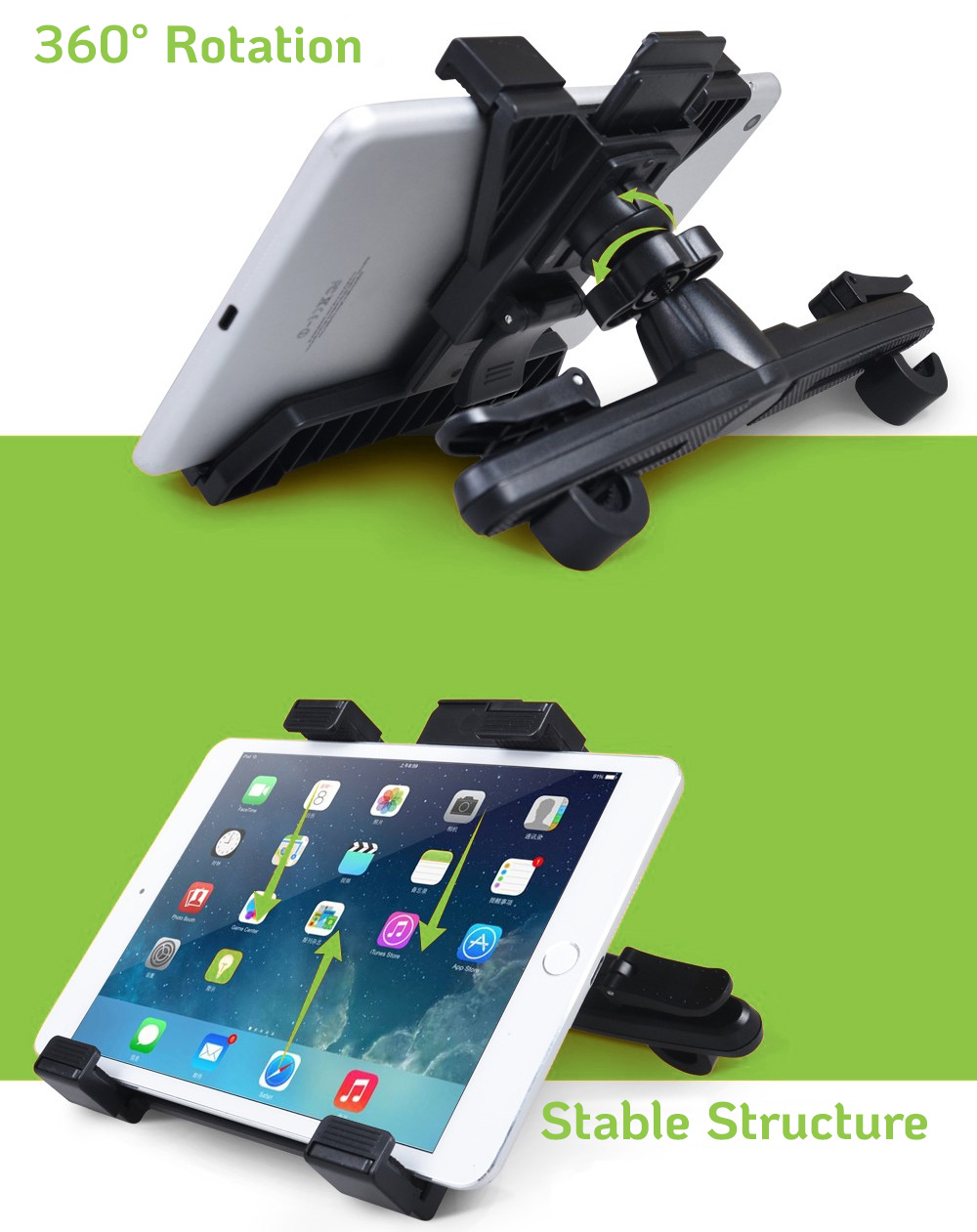 MAyouth Auto Poggiatesta Tablet Phone Holder Clip Girante 360 ​​Indietro Cellulari Sedile Staffa di Montaggio 